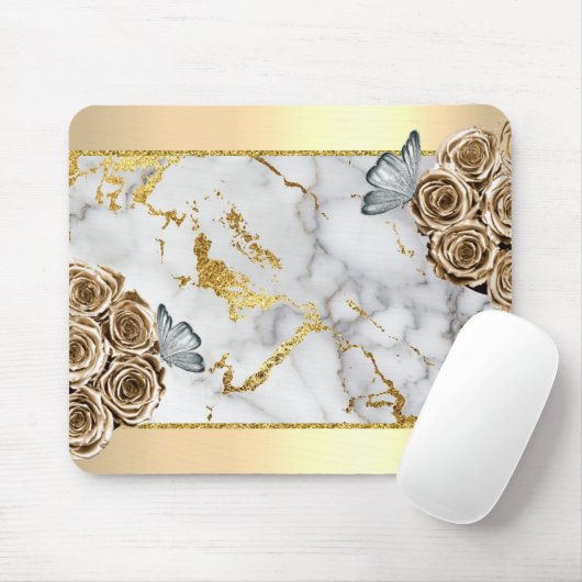 Marmor Gold Rose Schmetterling Mousepad (Mit Mouse)