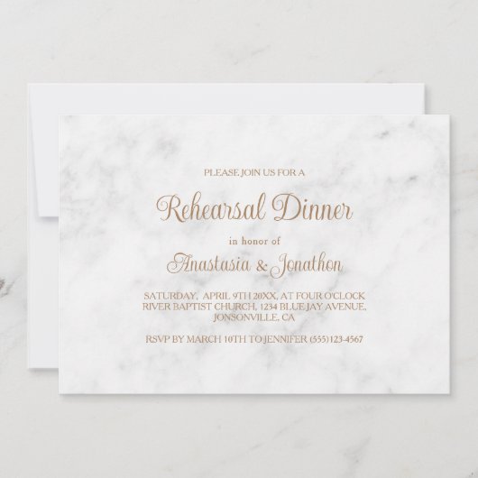 Marmor & Gold Script Design Probe Dinner Einladung (Vorderseite)