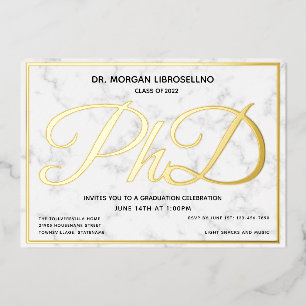 Marmor Gold Weiß PhD Abschluss Folien-Einladung Folieneinladung