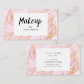Marmor Gold Weißrosa Pastellfarben Schwarzer Makeu Visitenkarte (Vorne/Hinten)