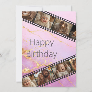 Marmor & Goldfilm Streifen Foto Happy Birthday Car Einladung