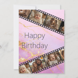 Marmor & Goldfilm Streifen Foto Happy Birthday Car Einladung