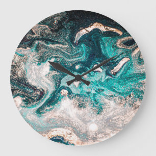 Marmor Handmade: Traditionelle Luxus Textur. Große Wanduhr