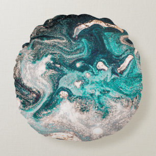 Marmor Handmade: Traditionelle Luxus Textur. Rundes Kissen