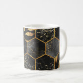 Marmor Hexagon, goldene Blätter Textur. Kaffeetasse (VorderseiteRechts)