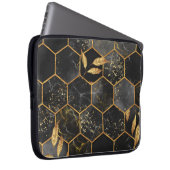 Marmor Hexagon, goldene Blätter Textur. Laptopschutzhülle (Vorne Rechts)