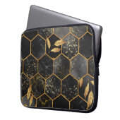 Marmor Hexagon, goldene Blätter Textur. Laptopschutzhülle (Vorderseite Links)
