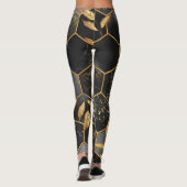 Marmor Hexagon, goldene Blätter Textur. Leggings (Rückseite)