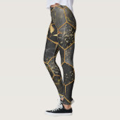 Marmor Hexagon, goldene Blätter Textur. Leggings (Links)
