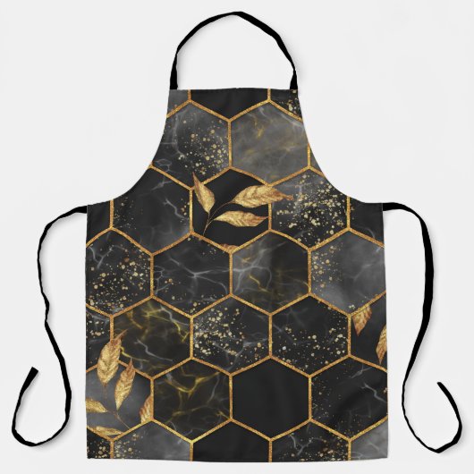 Marmor Hexagon, goldene Blätter Textur. Schürze (Vorderseite)