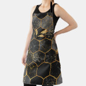 Marmor Hexagon, goldene Blätter Textur. Schürze (InSitu)