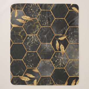 Marmor Hexagon, goldene Blätter Textur. Sherpadecke