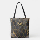 Marmor Hexagon, goldene Blätter Textur. Tasche (Rückseite)