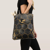 Marmor Hexagon, goldene Blätter Textur. Tasche (Von Nahem)