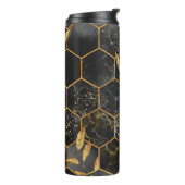 Marmor Hexagon, goldene Blätter Textur. Thermosbecher (Nach links gedreht)