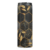 Marmor Hexagon, goldene Blätter Textur. Thermosbecher (Rückseite)