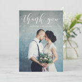 Marmor | Hochzeitsdanken mit Foto Dankeskarte (Stehend Vorderseite)