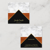 Marmor Holz Gold Luxus Eleganter Beruflicher Chic Quadratische Visitenkarte (Vorne/Hinten)