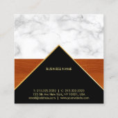 Marmor Holz Gold Luxus Eleganter Beruflicher Chic Quadratische Visitenkarte (Rückseite)