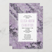 Marmor im amethystischen lila Hochzeitsfest Brautp Einladung (Vorne/Hinten)