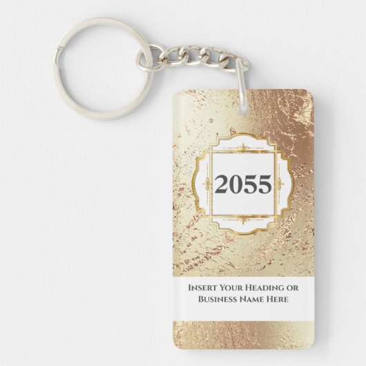 Marmor-Imitat Gold Schwarz-weißer Gode-Edelstein Schlüsselanhänger (Vorderseite)