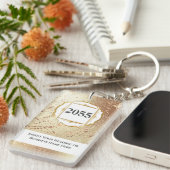 Marmor-Imitat Gold Schwarz-weißer Gode-Edelstein Schlüsselanhänger (Vorderseite rechts)