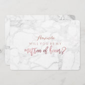 Marmor/Imitat Rose Gold ..Werden Sie Matron sein Einladung (Vorne/Hinten)