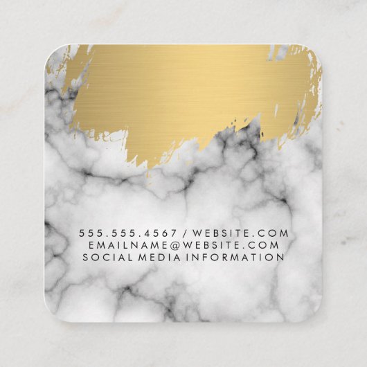 Marmor Imitate Gold Brushed Quadratische Visitenkarte (Rückseite)