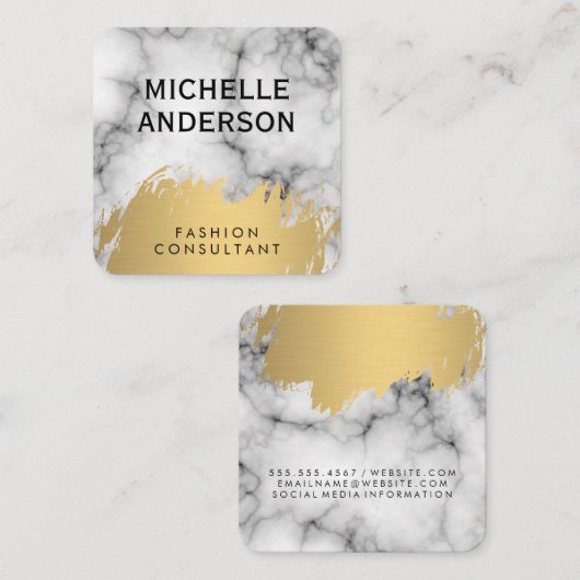 Marmor Imitate Gold Brushed Quadratische Visitenkarte (Vorne/Hinten)