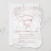 Marmor Imitate Rose Gold Confetti Verlobung Einladung (Rückseite)