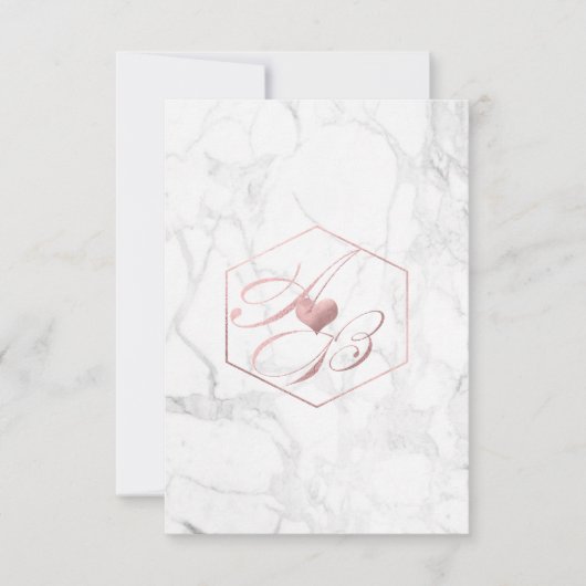 Marmor, Imitate Rose Gold Extravagante SkriptMonog Einladung (Vorderseite)