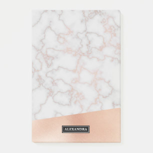 Marmor-Imitate Rose Gold-Individuelle Name Postit- Post-it Klebezettel