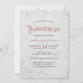 Marmor Imitate Rose Gold Quinceanera Einladung (Vorderseite)