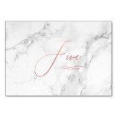 Marmor Imitate Rose Gold Romantische Kalligraphie  Tischnummer (Vorderseite)