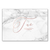 Marmor Imitate Rose Gold Romantische Kalligraphie  Tischnummer (Rückseite)