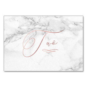Marmor Imitate Rose Gold Romantische Kalligraphie Tischnummer