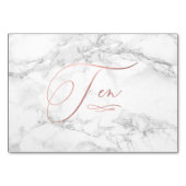 Marmor Imitate Rose Gold Romantische Kalligraphie Tischnummer (Rückseite)