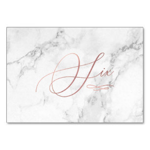 Marmor-Imitate Rose Gold Romantische Kalligraphie Tischnummer