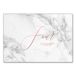 Marmor-Imitate Rose Gold Romantische Kalligraphie  Tischnummer