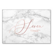 Marmor Imitate Rose Gold Romantische Kalligraphie Tischnummer (Rückseite)