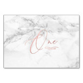 Marmor-Imitate Rose Gold Romantische Kalligraphie Tischnummer (Rückseite)