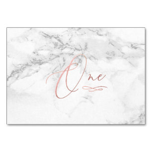 Marmor-Imitate Rose Gold Romantische Kalligraphie Tischnummer