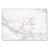 Marmor-Imitate Rose Gold Romantische Kalligraphie  Tischnummer (Rückseite)