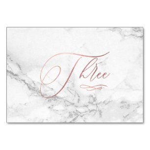 Marmor-Imitate Rose Gold Romantische Kalligraphie Tischnummer