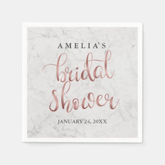 Marmor Imitats Rose Gold Brautparty Napkin Serviette (Vorderseite)