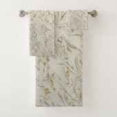 Marmor Ivory & Gold Glitzer Moderne Eleganz Badhandtuch Set (Insitu)