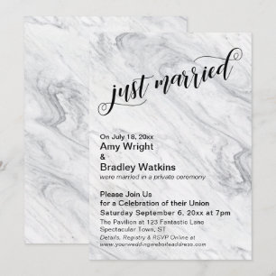 Marmor Just Married Nachhochzeitsfeier Einladung