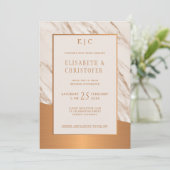 Marmor Kupfer einfache elegante Hochzeit einladen Einladung (Stehend Vorderseite)