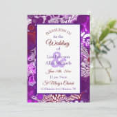 Marmor Lila Burgundy Pour Painting Wedding Einladung (Stehend Vorderseite)