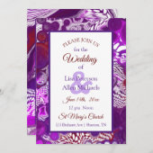 Marmor Lila Burgundy Pour Painting Wedding Einladung (Vorne/Hinten)